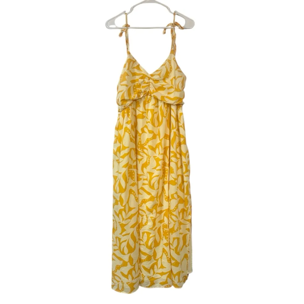 GAP Women’s Classic Yellow Empire waist Floral Printed Midi Dress Size Large NWT - Image 2