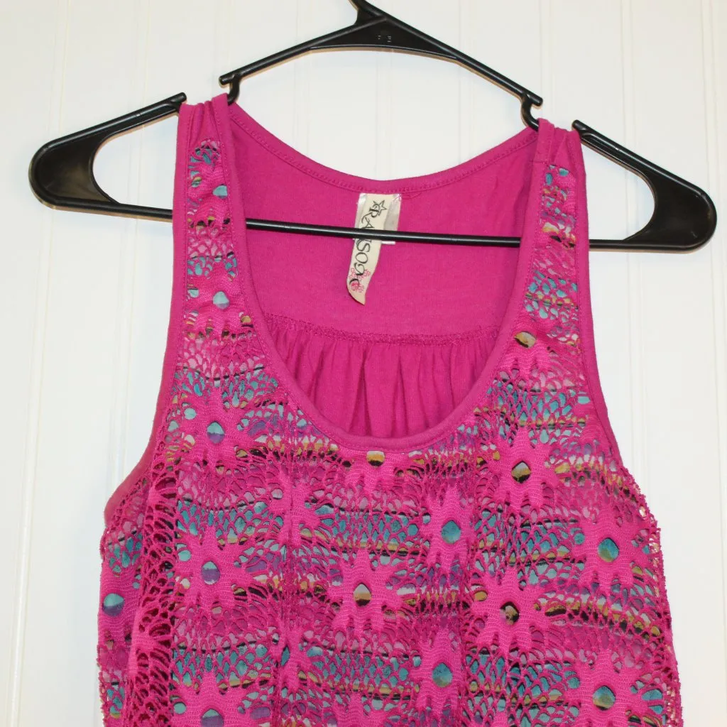Ransom Lace Overlay Tank Top Size Large Pink - Image 4