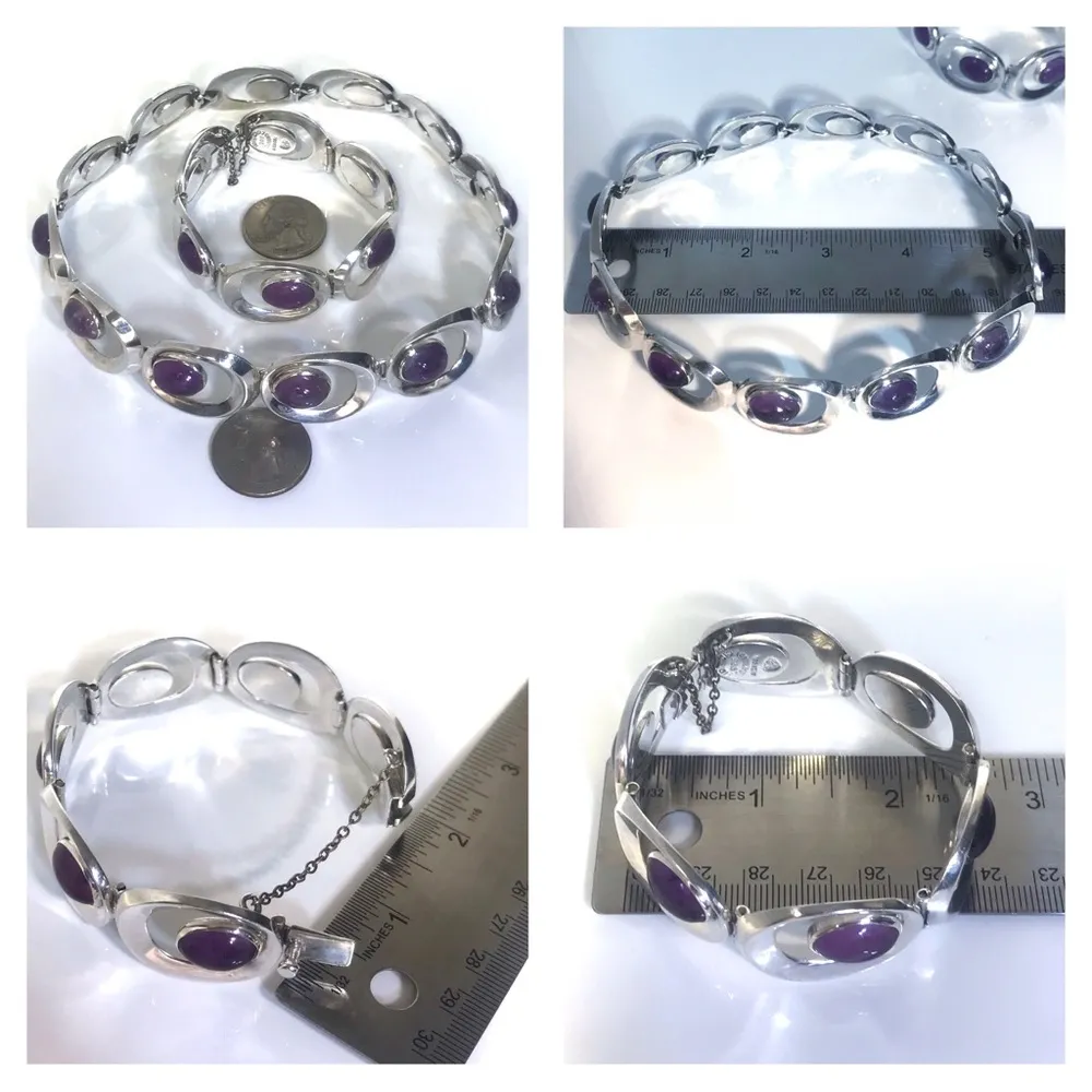 RARE DESIGNER FIDENCIO E. SERRANO STERLING 925 1960’s CHOKER & BRACELET Silver - Image 10