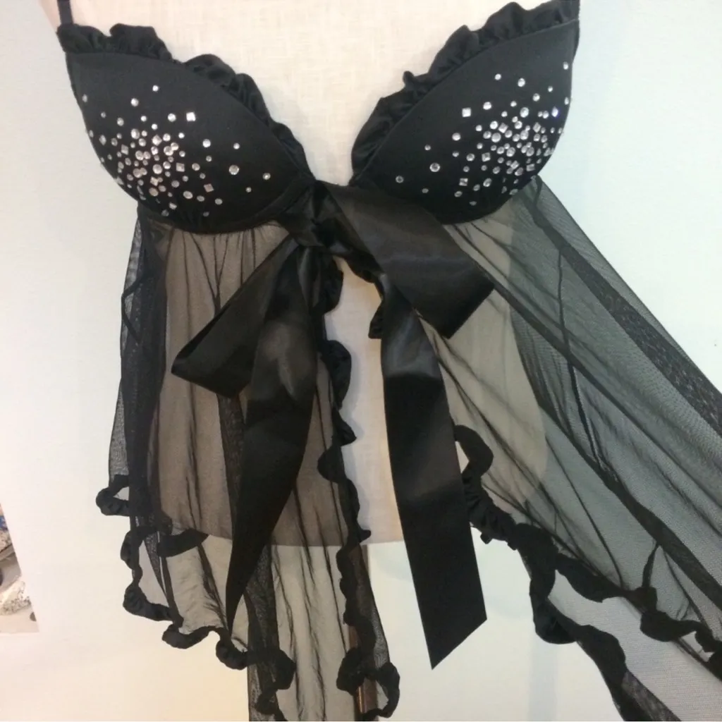 Victoria’s Secret black rhinestone bling babydoll - Image 2