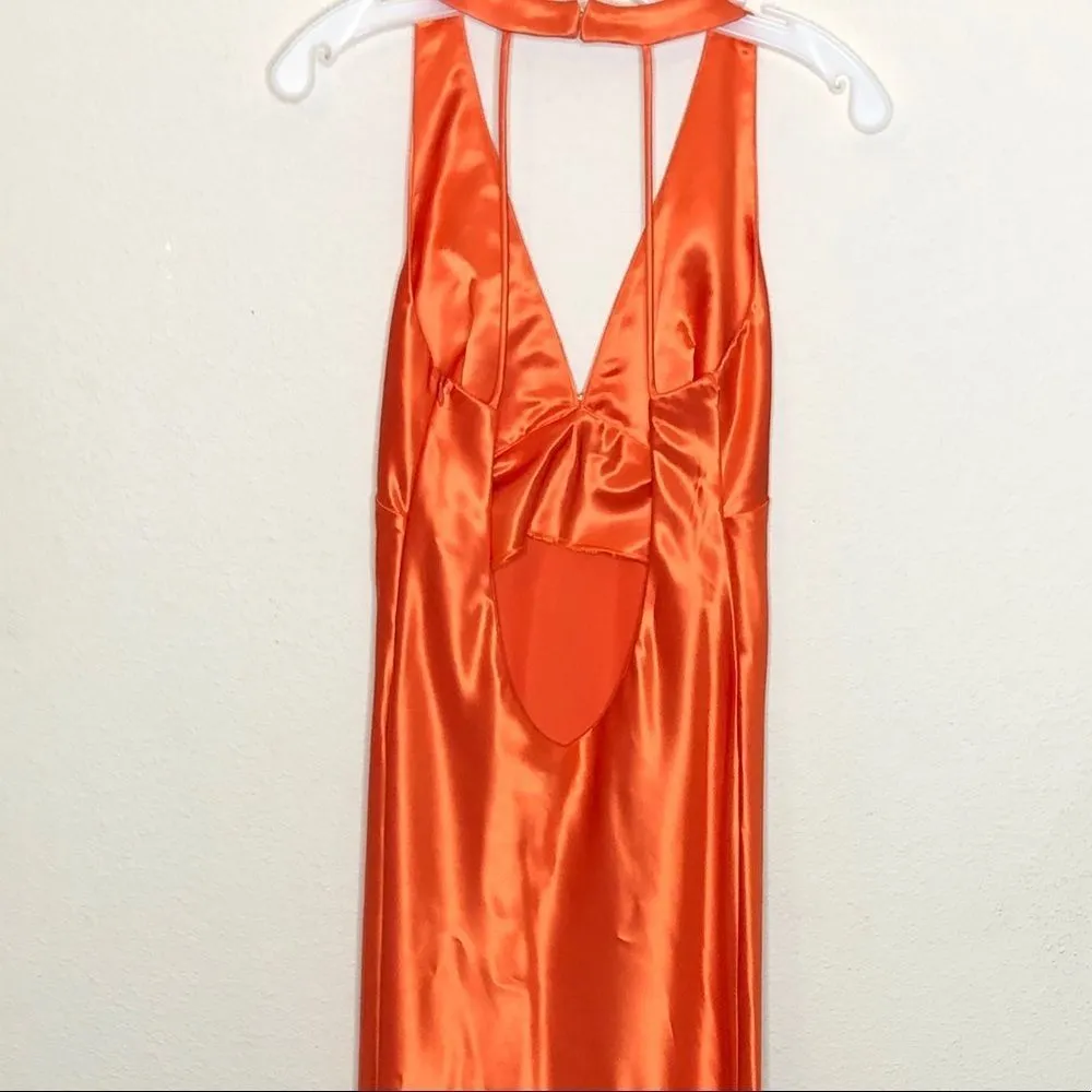 Vintage Poly Formal Dress Orange - Image 3