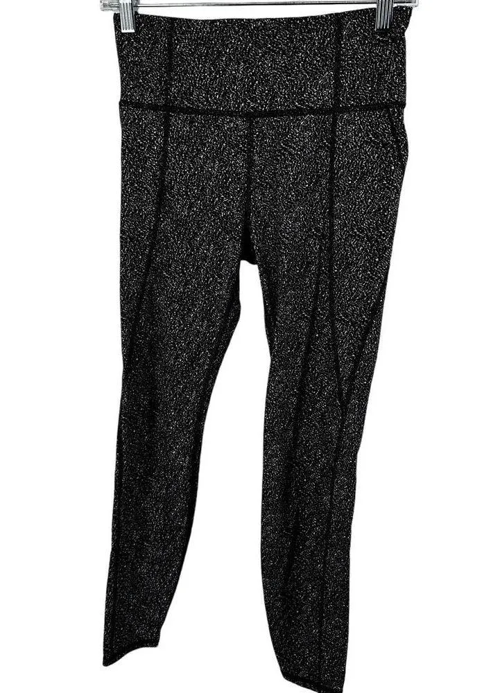 Athleta Lightning Static 7/8 Tight Leggings High Waisted Ankle Black White Small - Image 2