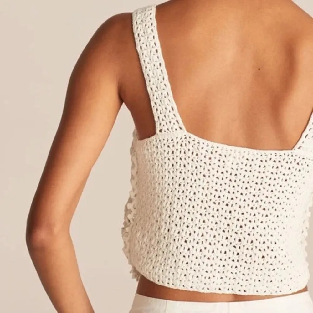 Rebecca Taylor “Crochet Doily” white moonstone open knit tank top Size … - Image 6