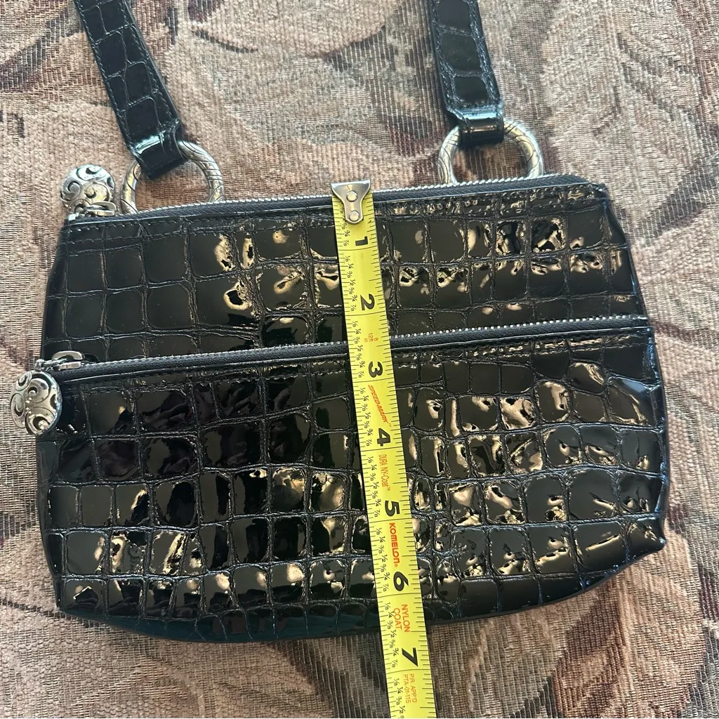 Brighton Black Crossbody Bag with Crocodile Embossed Leather - Image 4