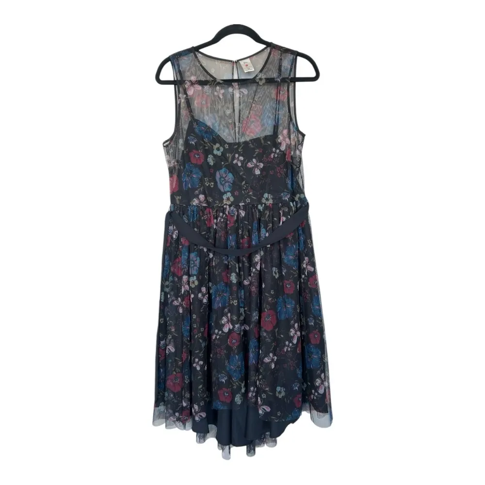 Black and Blue Midi Sundress with Sleeveless Straps for Wedding Guest 12 - Image 10