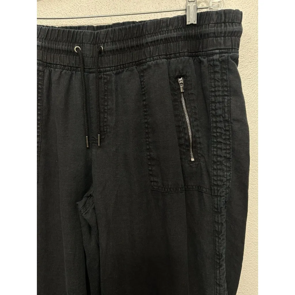 Athleta Women's Size 16 Cabo Linen Wide Leg Pant Chambray Baggy Black Lagenlook - Image 3