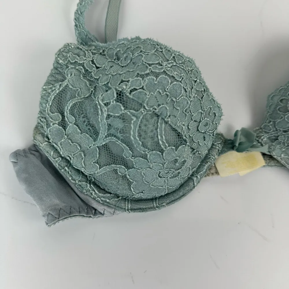 Vtg Victoria’s Secret Gold Label Blue Lace Bra Sz 36A Padded - Image 7