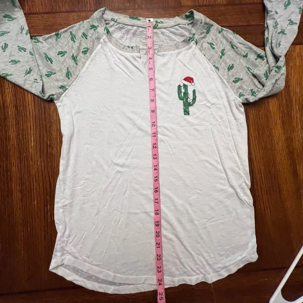 Grayson Threads Womens Santa Christmas Cactus Quarter Length Sleeve Shirt Medium - Image 7