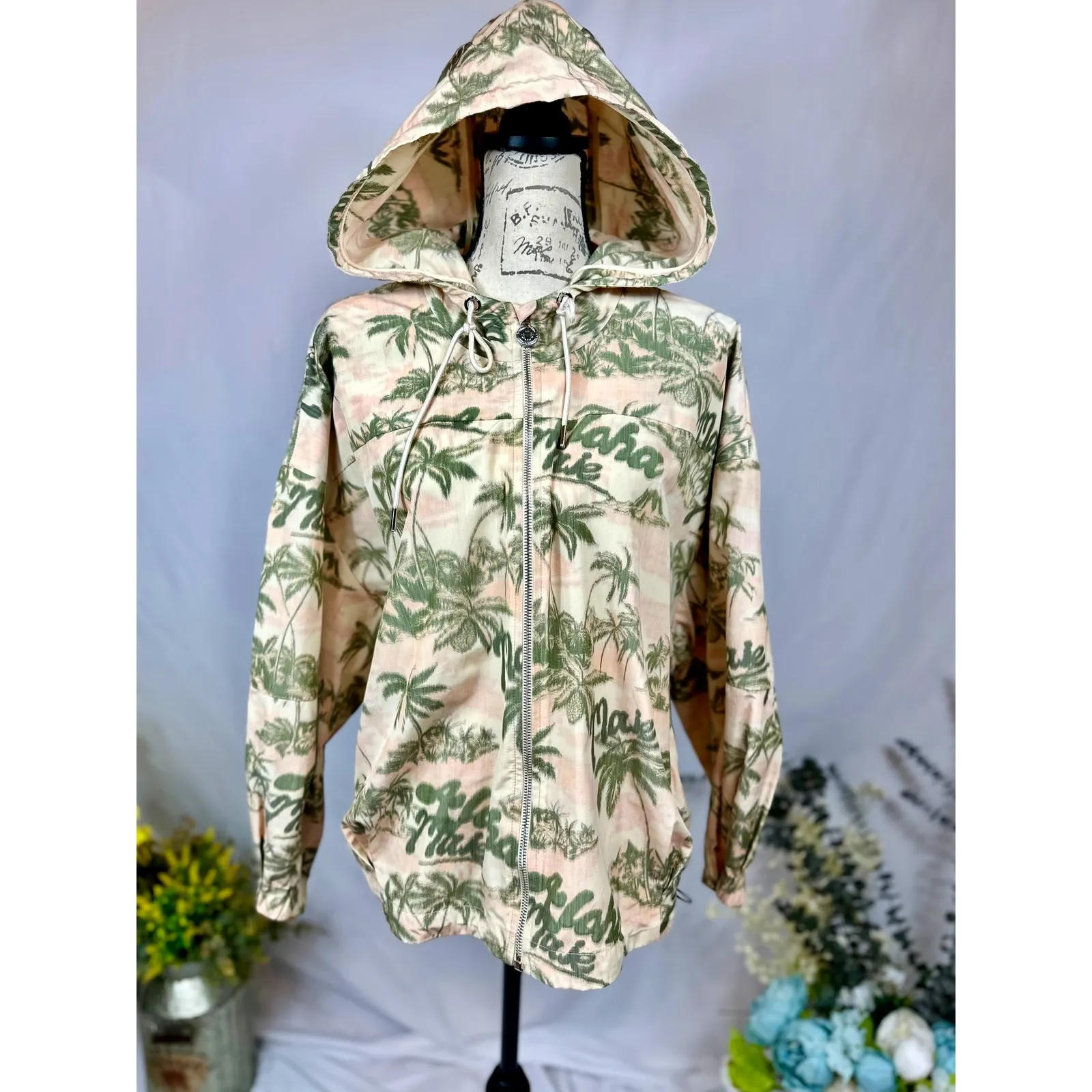 Maje Palm Tree Print Jacket with hood Size 38 (M) - Image 8