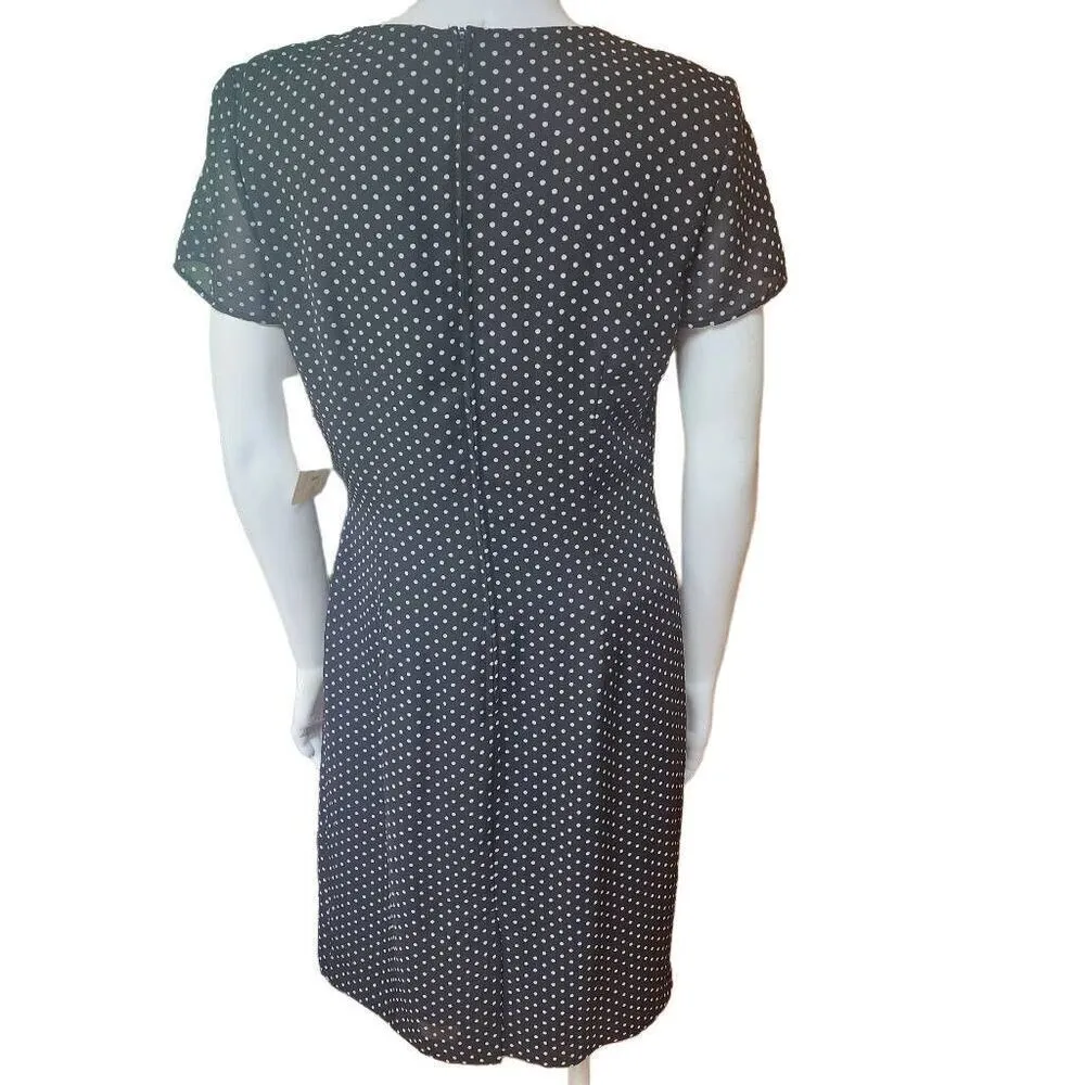 Vintage NWT J.B.S. Ltd Black & White Polka Dot Dress (6) Black - Image 5