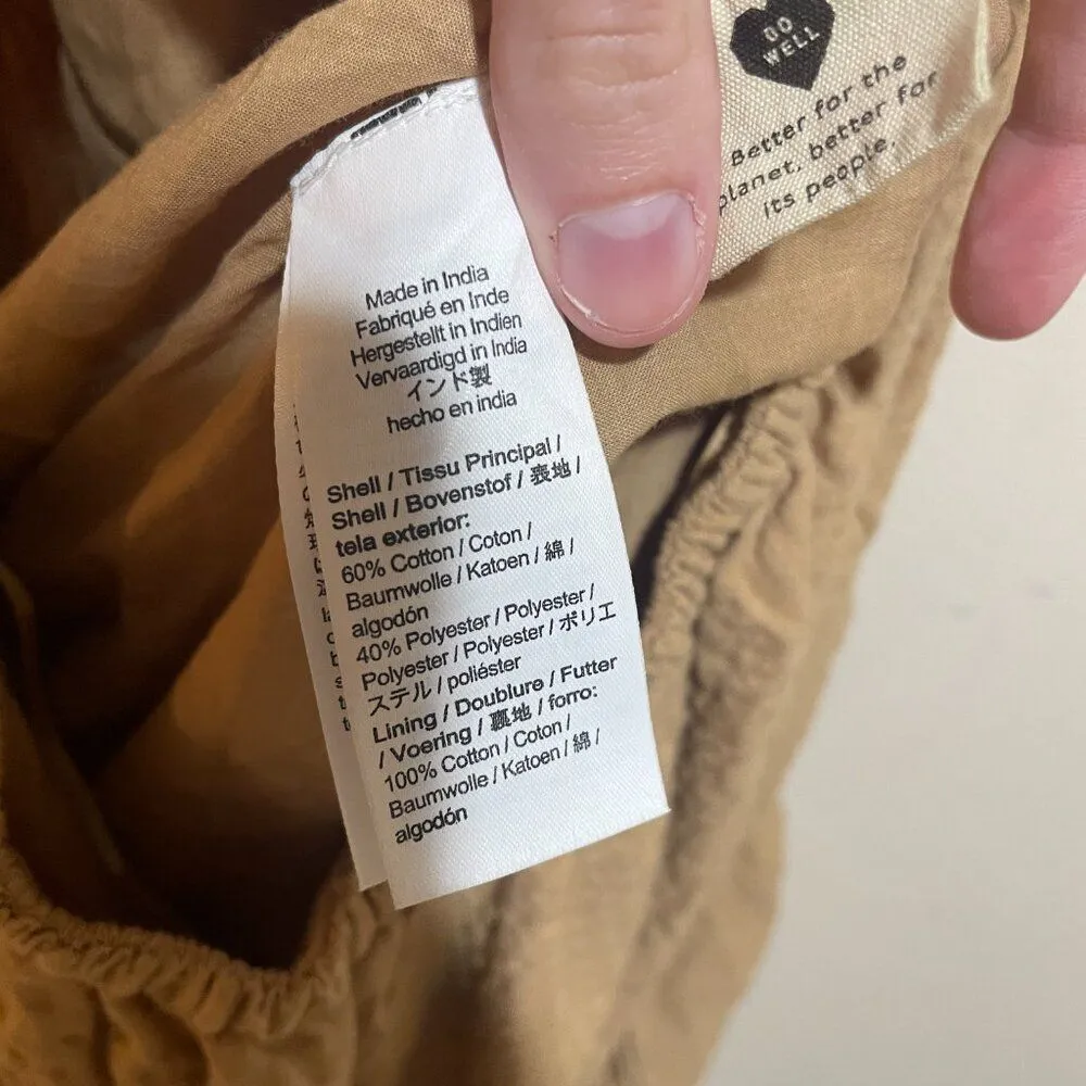 NEW Madewell Size M Seersucker Puff Sleeve Cutout Mini Dress Tan Button Back - Image 13