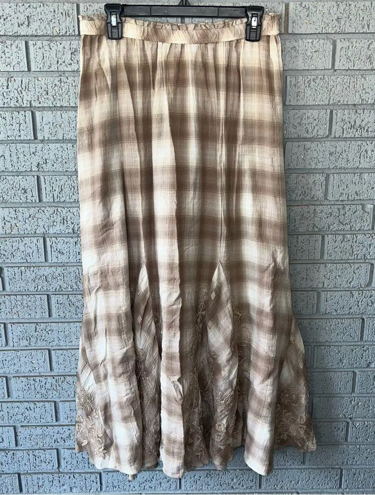 Johnny Was Tulla plaid maxi skirt Medium Prairie - Image 3