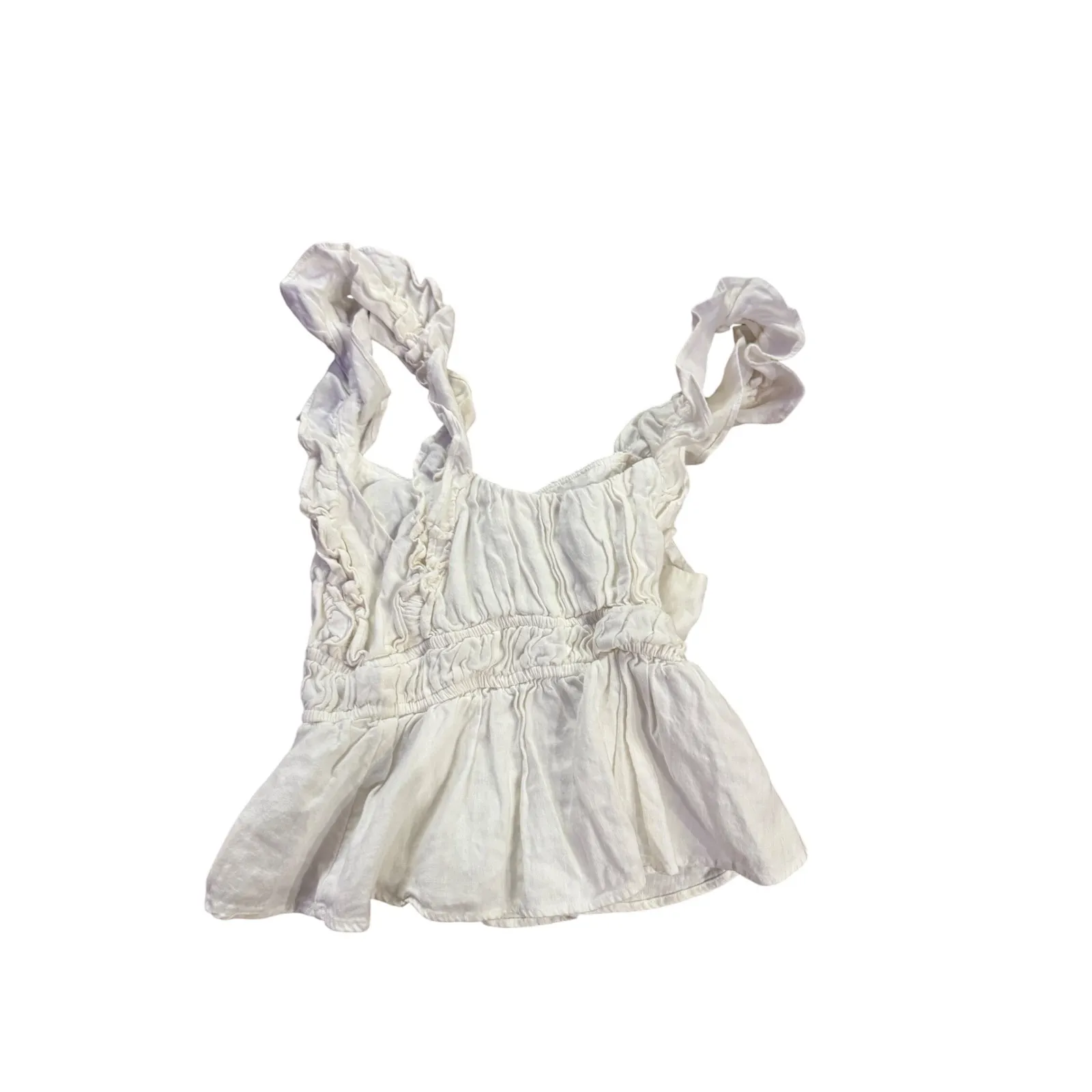 Abercrombie Fitch White Smocked Peplum Tank Top Ruffle Straps XS Cottagecore - Image 2