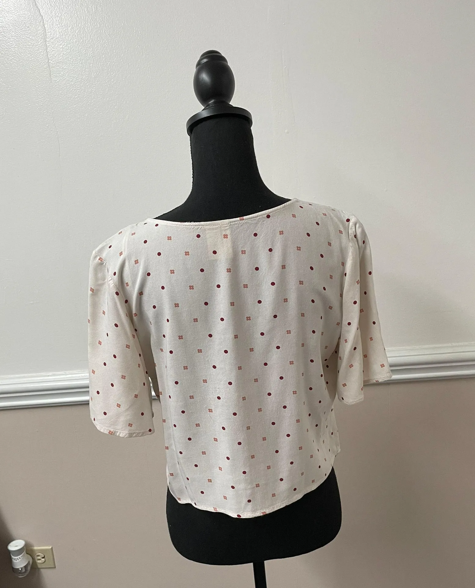 Japna Cream Button Up Tie Front Blouse - Image 3