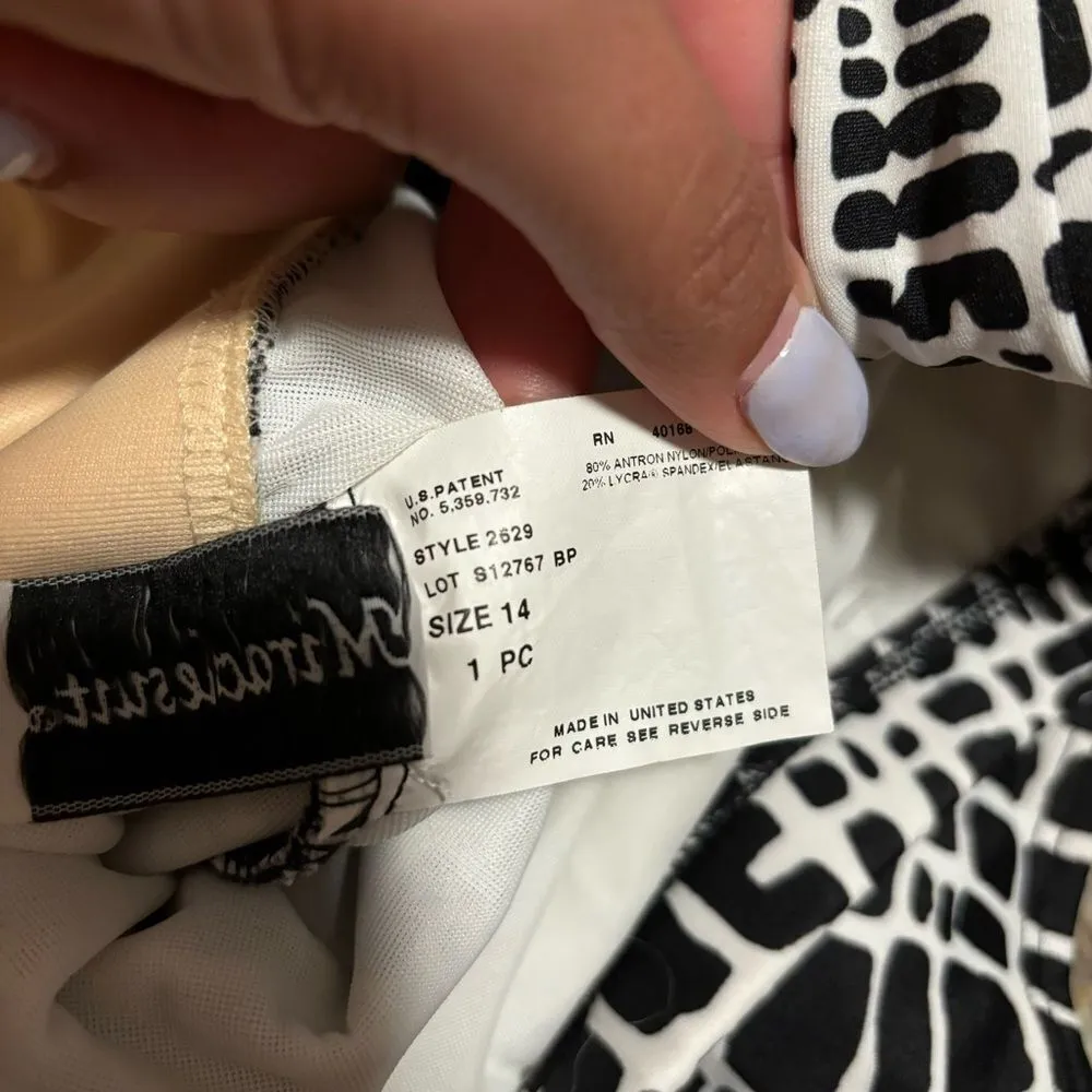 Miraclesuit Tankini Top Barcelona Check Halter Black White Slimming- Size 14 - Image 8