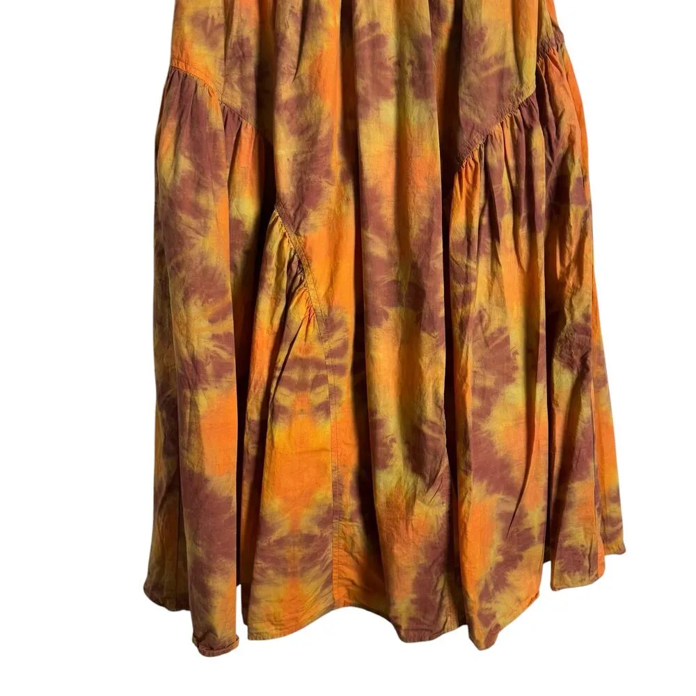 Ulla Johnson Valentina Orange Tie Dye Print A-Line Sleeveless Midi Dress Size 0 - Image 11