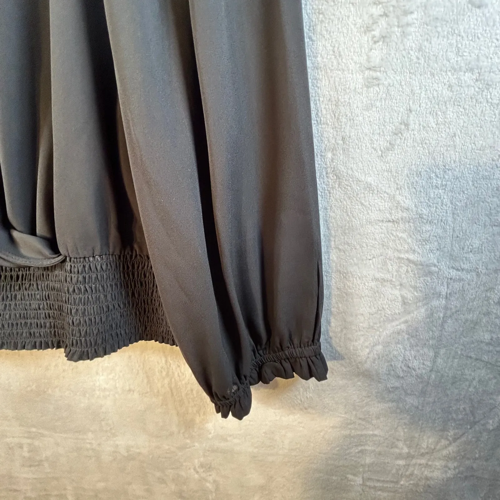 Halogen Womens Black Long Sleeve V Neck Smocked Waist Blouse Top Plus Size XL - Image 4