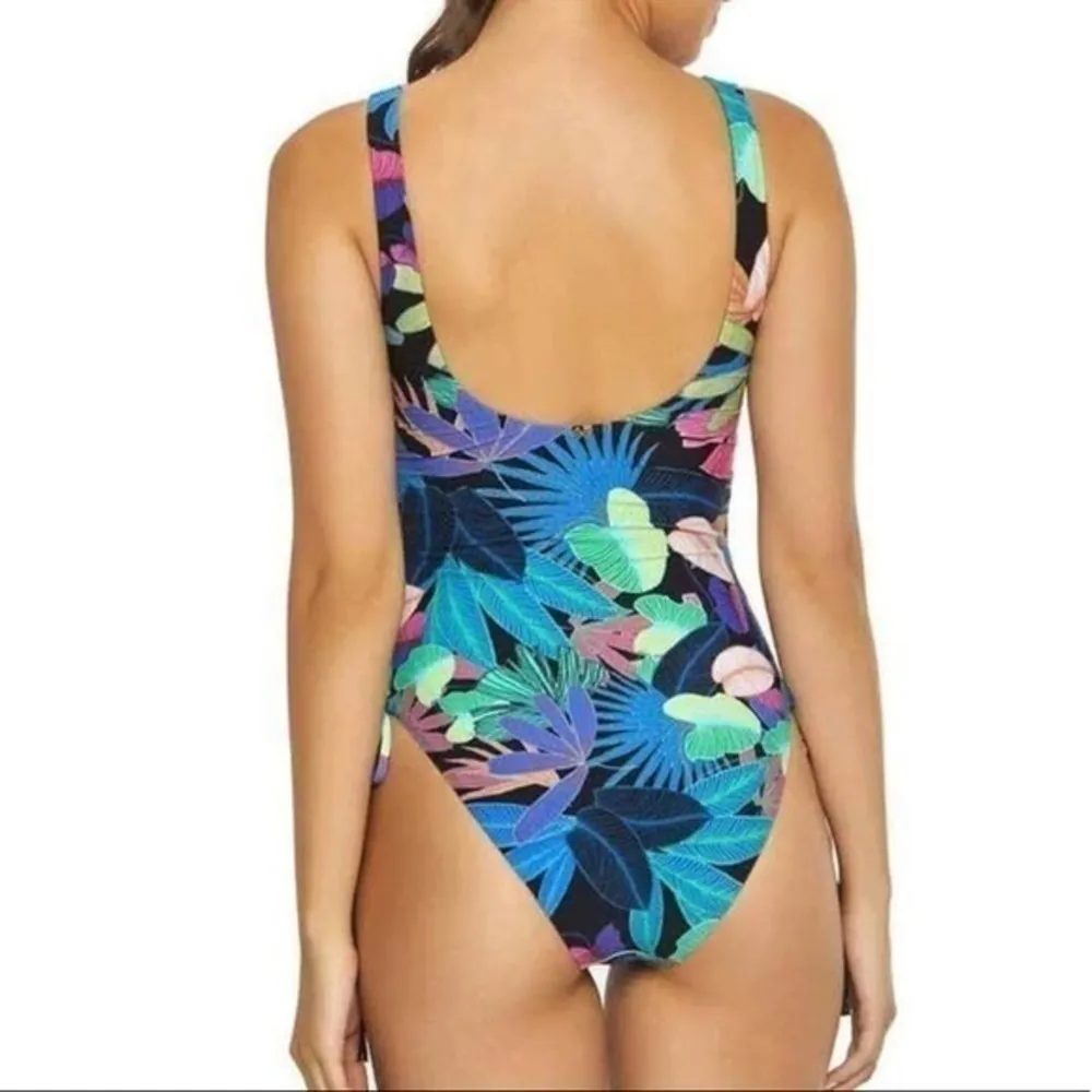 NWT PilyQ BLACK FLORAL Aralia Lace Up Lola One Pice Swimsuit - Image 7