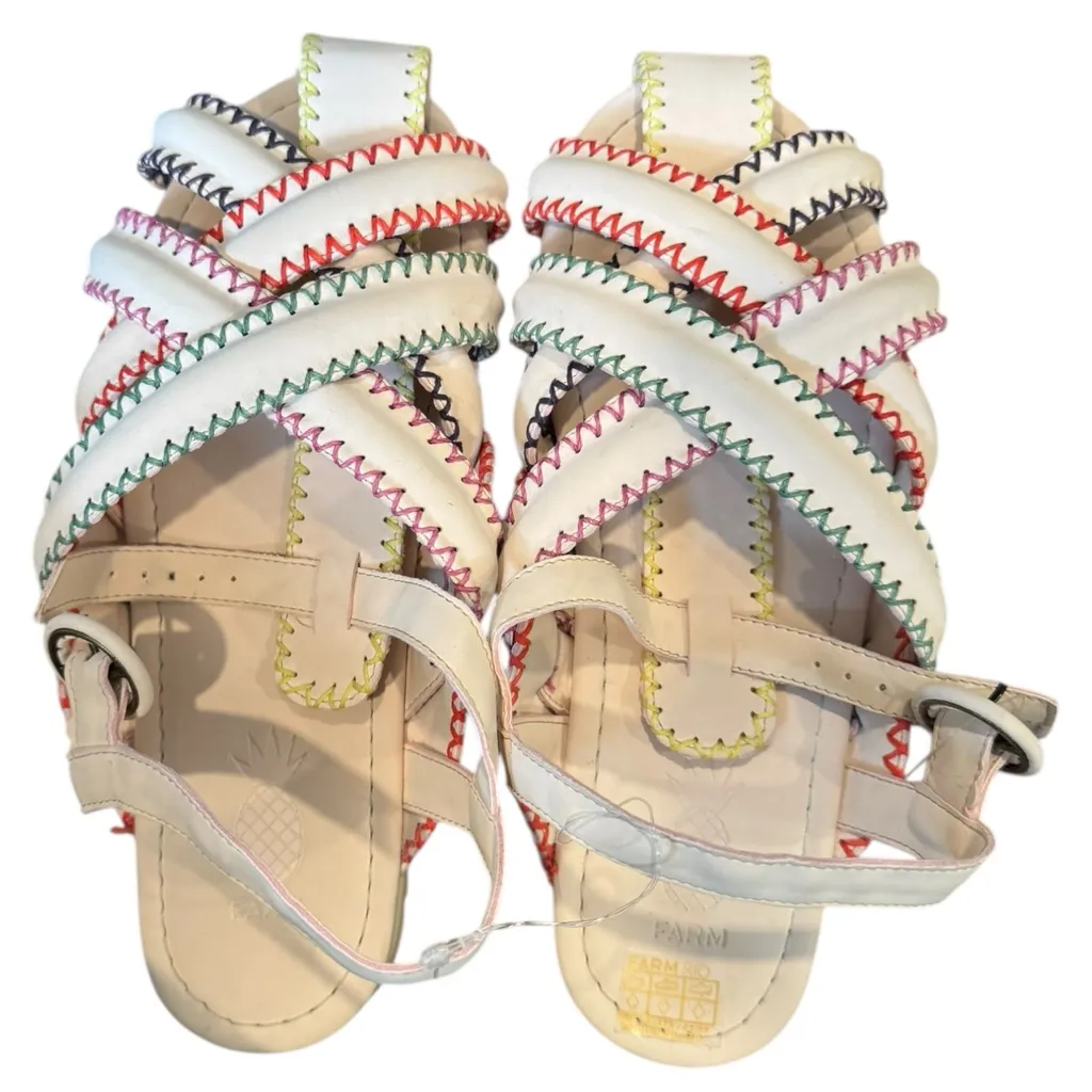 Farm‎ Rio Zigzag Stitch Vegan Leather Cross Strappy Sandals 9 Light Pink - Image 3