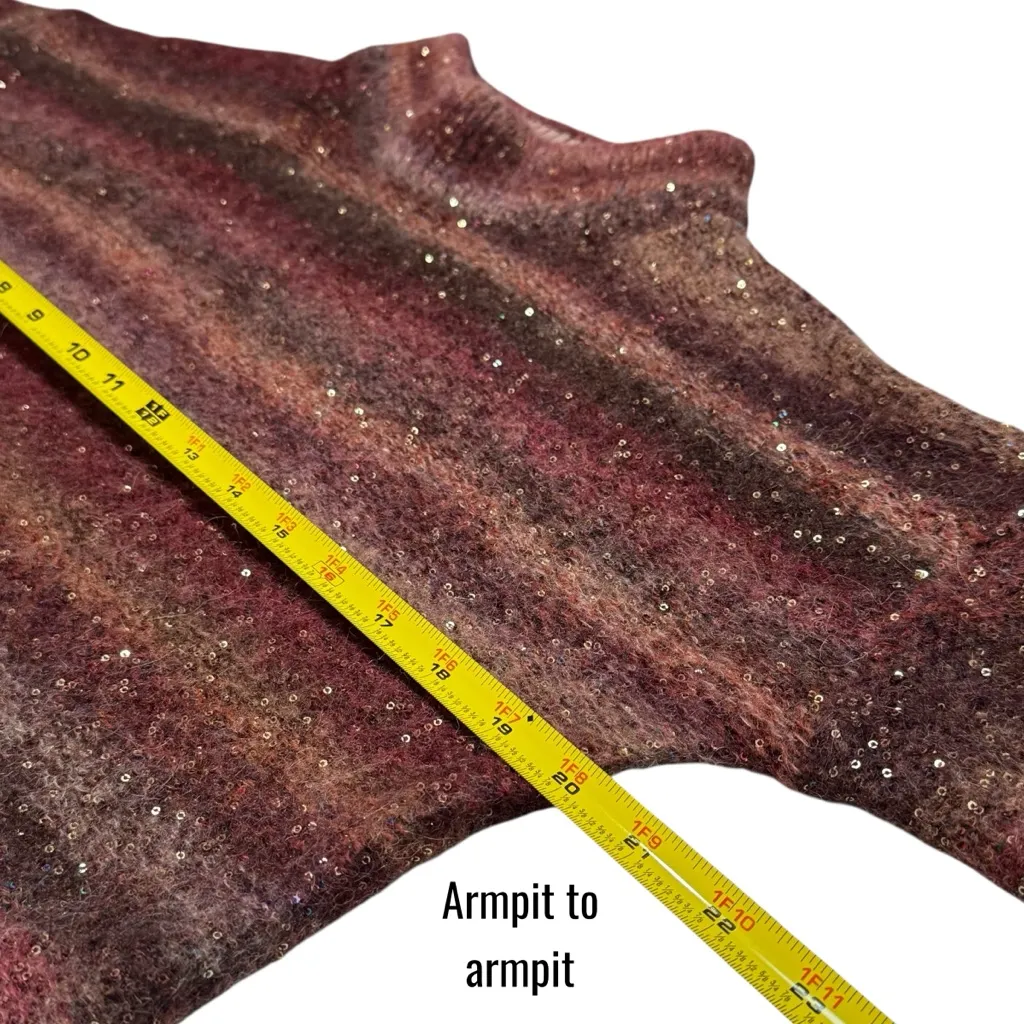 Banana Republic Ombre Sequin Cropped Cozy Sweater Holiday Cabin Wool Blend M - Image 9