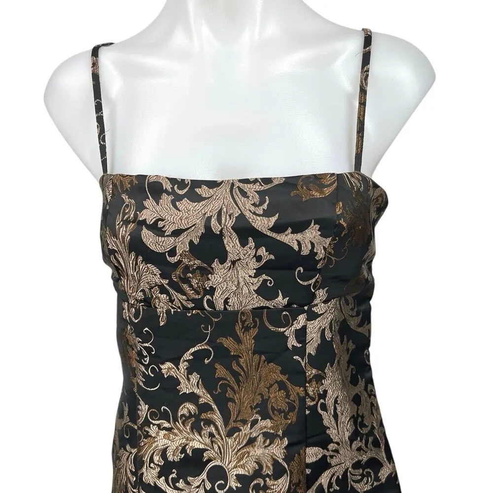 Urban Outfitters Black Beige Jacquard Print Sleeveless Cami A Line Mini Dress S - Image 3