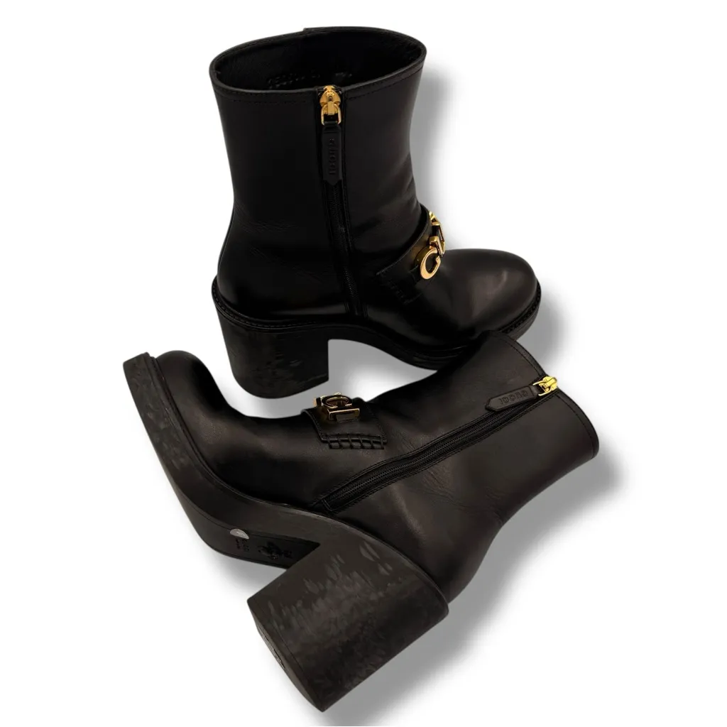 Gucci Logo Ankle Boots Black Leather – EU 37 - Image 6