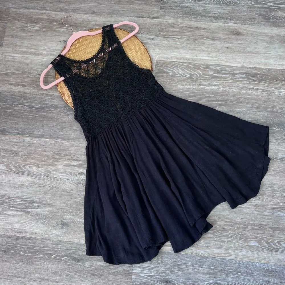 Free people black crochet cocktail mini‎ dress - Image 9