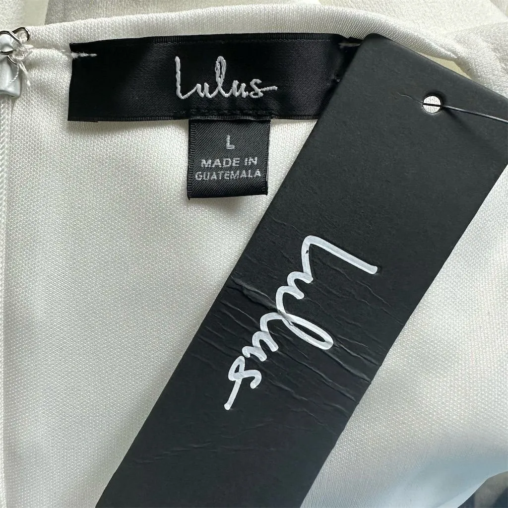 NWT Lulus Miriam White Ruffled Bodycon Dress L Party Cocktail Bridal LWD - Image 7