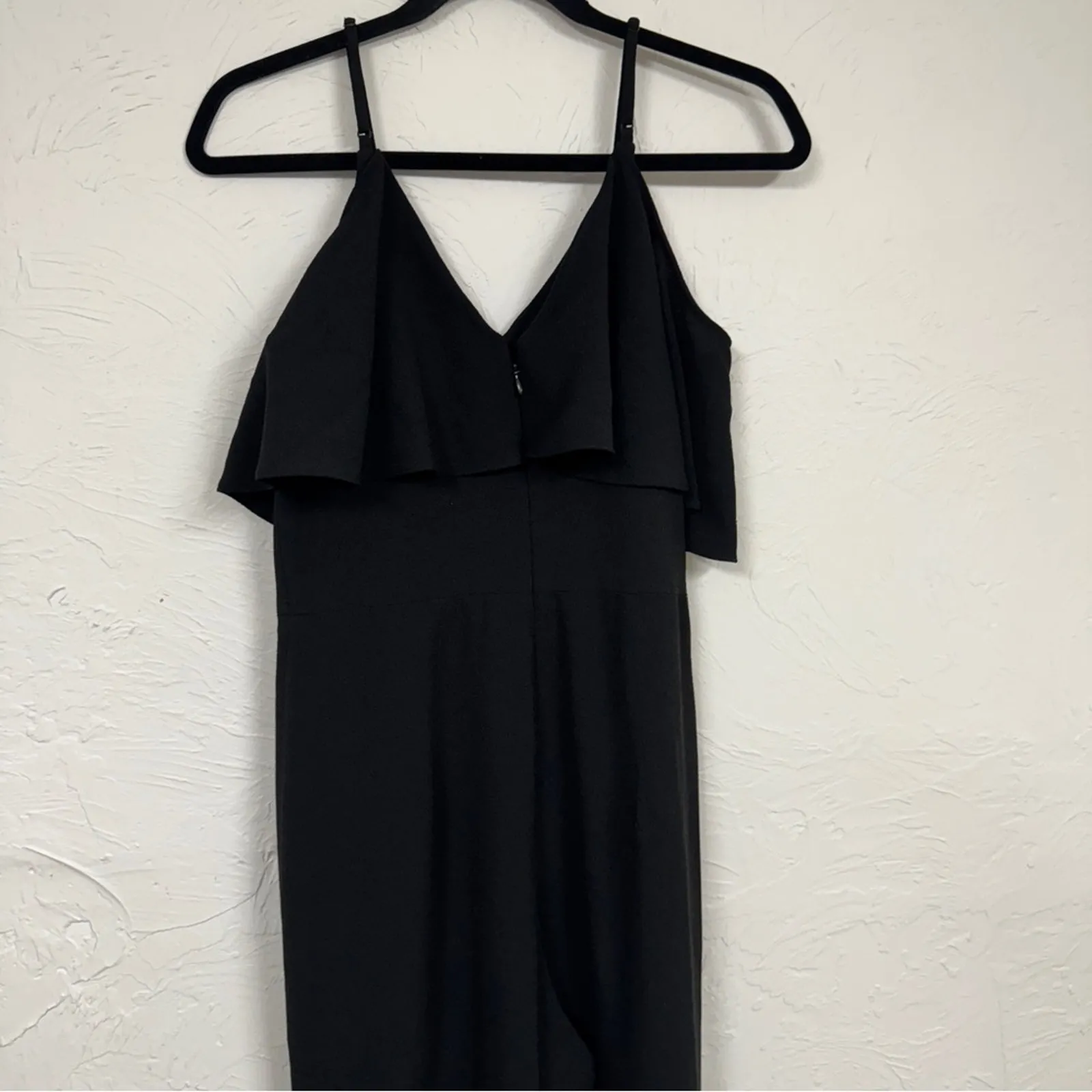 Dress The Population Black Ruffled Sleeve Jumpsuit Womens M Formal Classic Girly - Image 5