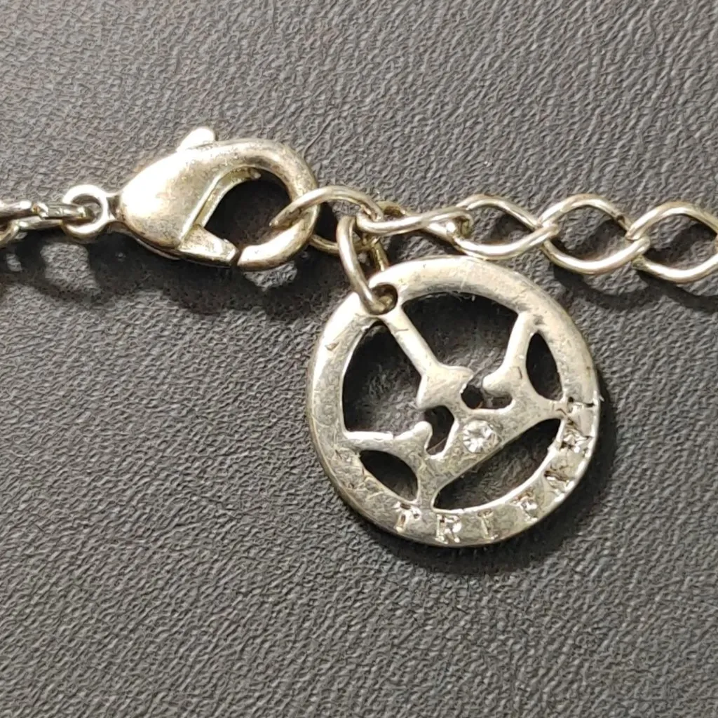 Crown Trifari Crystal Pave Necklace Vintage Silver Tone Filigree Clear Cushion - Image 2