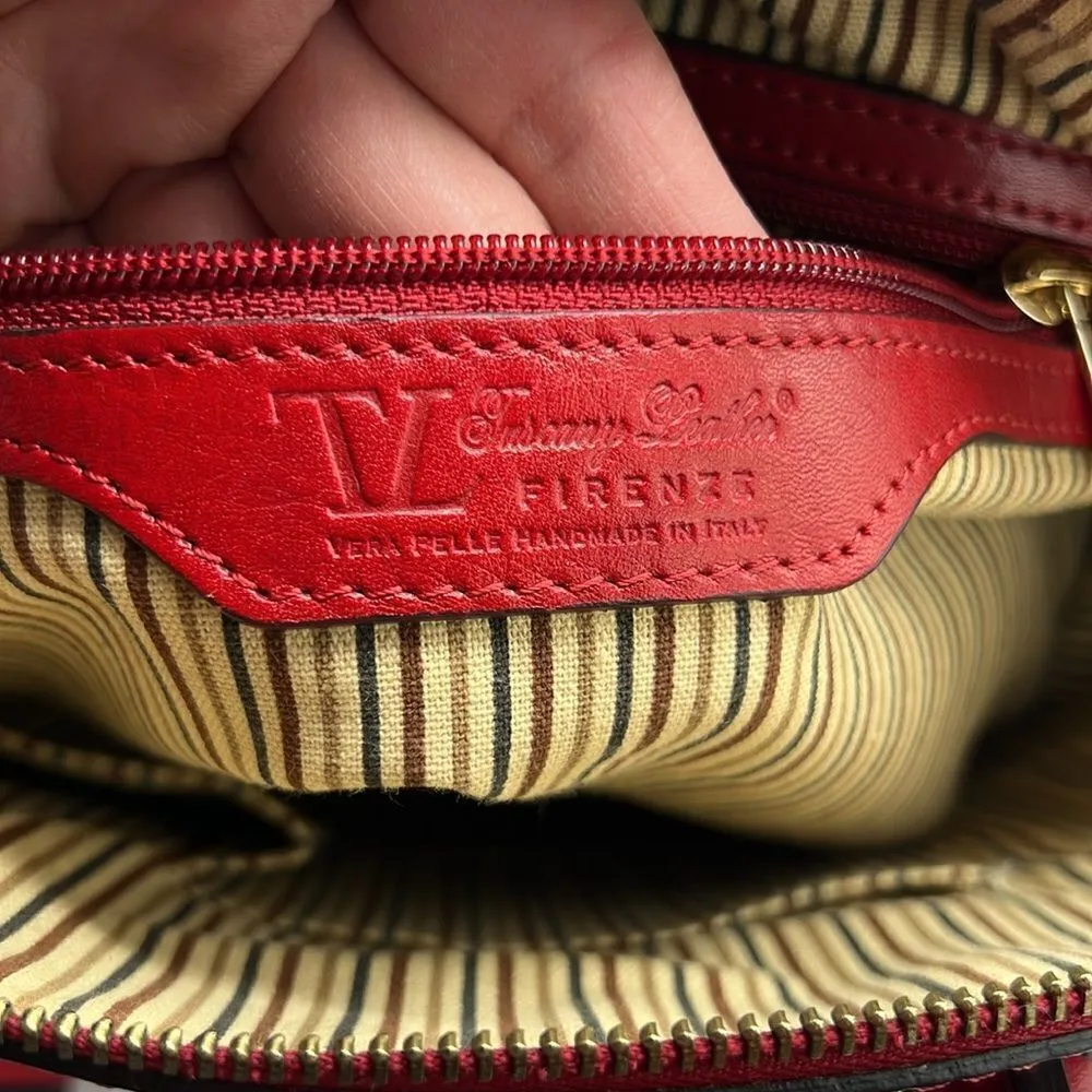 Tuscany Leather Hand Stained Vegetable Tanned Leather Red Crossbody/Hand Bag B69 - Image 13