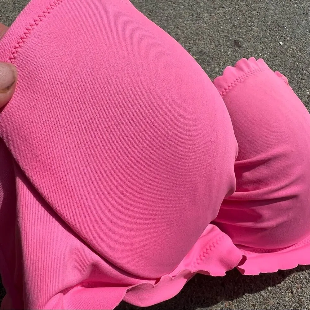 Victorias Secret 34B pink halter underwire ruched strapless bikini top - Image 3