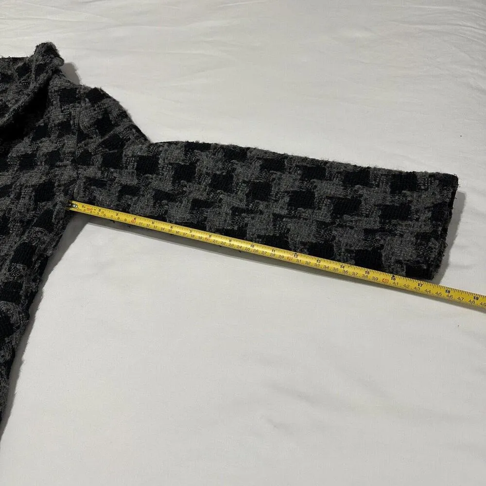 Charles Gray London Women's Belted Black/Gray Houndstooth Coat Sz L Large Jacket - Image 6