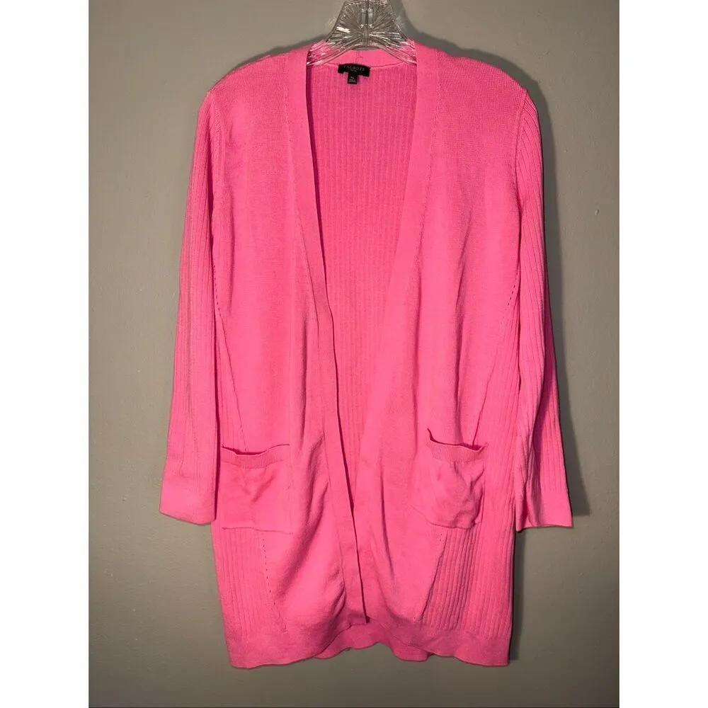 Talbots petite Barbie pink pocket long knit cardigan MP #671 - Image 2