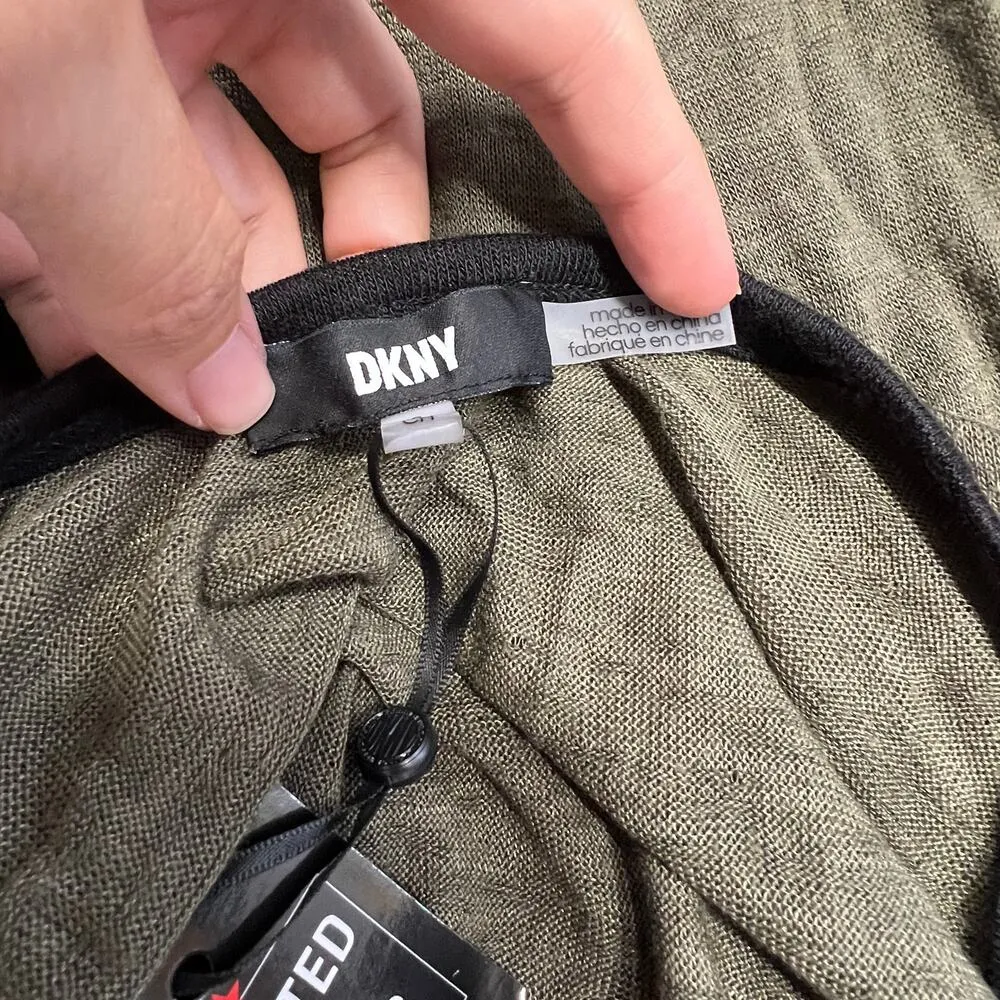 DKNY Double Strap Cover Up Midi Dress Size S Moss Green New Lightweight - Image 7