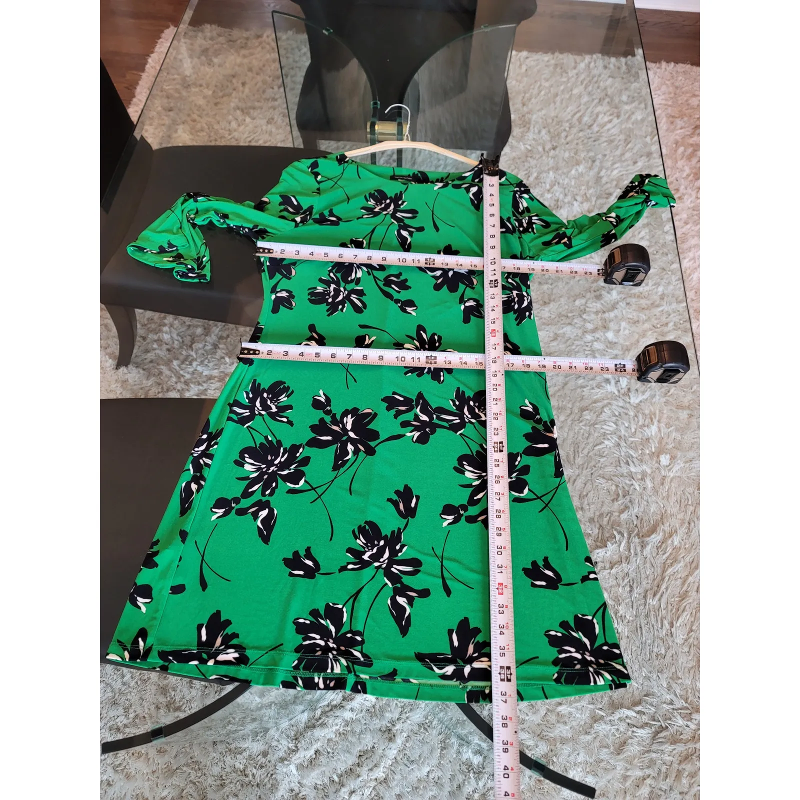 Tommy Hilfiger Dress Womens Small Green Floral Print 3/4 Sleeve Casual Chic - Image 12