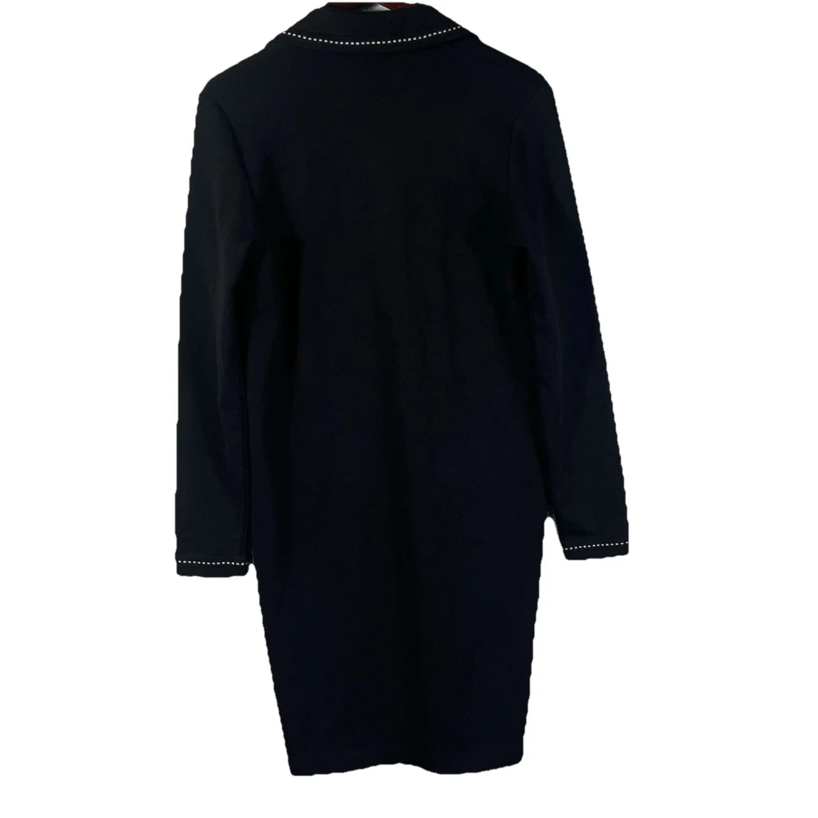 Andrea Jovine Women's Black Wool Dress Size Small Long Sleeve Zip Collar Pockets - Image 7