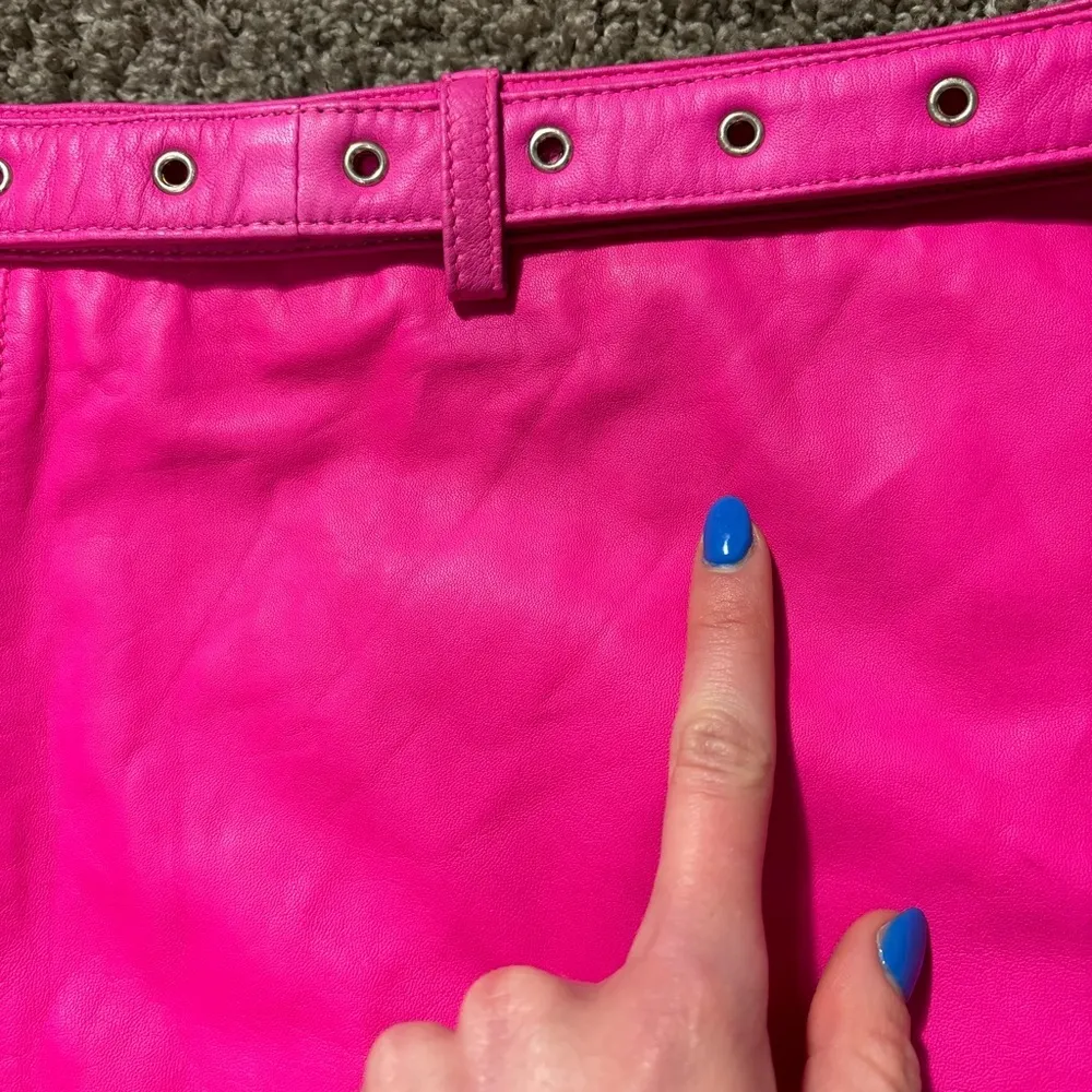 Retrofete Ambra Leather Skirt Knockout Pink - Image 10