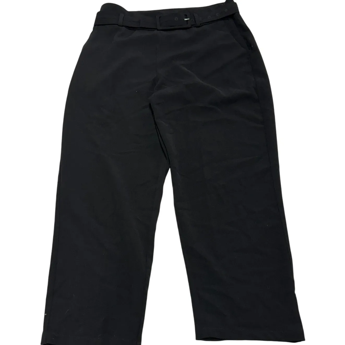 Elodie Pants Womens Large Black Belted‎ High Rise Crop Ankle Trousers - Image 2