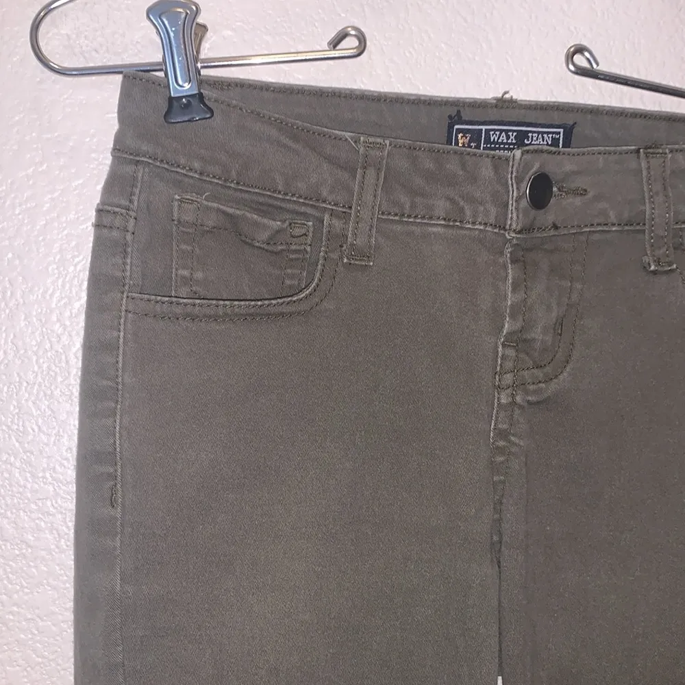 Wax Jean Premium Denim Olive Green Low Rise Skinny Jeans - Image 4