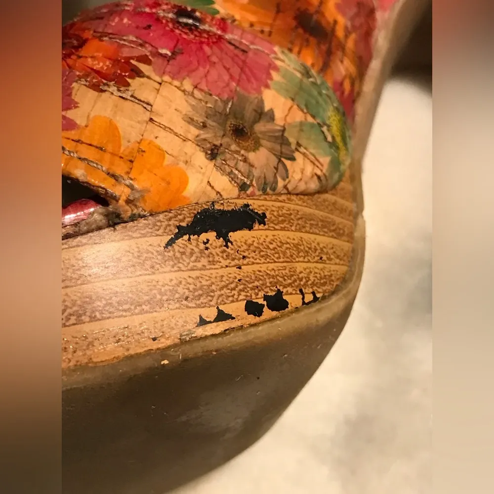 Kelly & Katie Sandals Heels Shoes Women8.5 Orange Pink Floral Daisy Slin… - Image 4