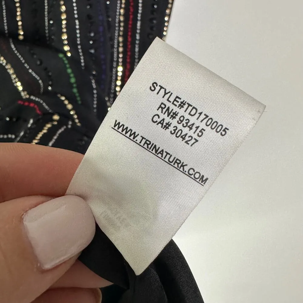 Trina Turk Logan Dress Mini Sleeveless Embellished Rainbow Stripe Size 2 - Image 6