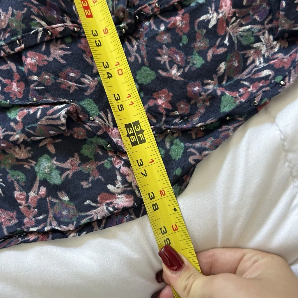 William Rast Blue Devondra Peasant A-line Dress Womens Floral Sleeveless - Image 6