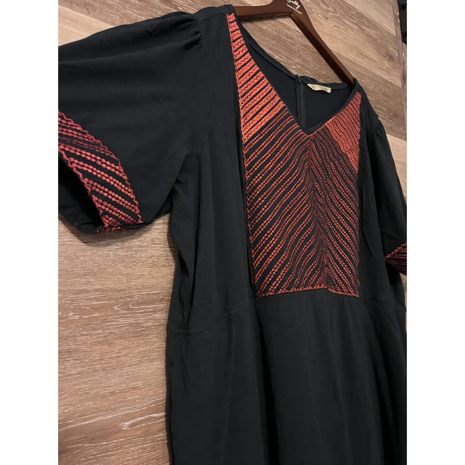 Wayward Fancies Eshakti size 6X 36 w plus long dress embroidered comfy navy blue - Image 2