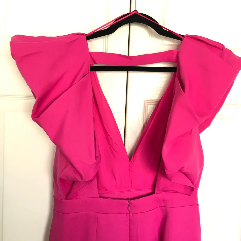 Luxxel Pink  Double Slit Open Back Puffy Sleeve Dress Size L - Image 8