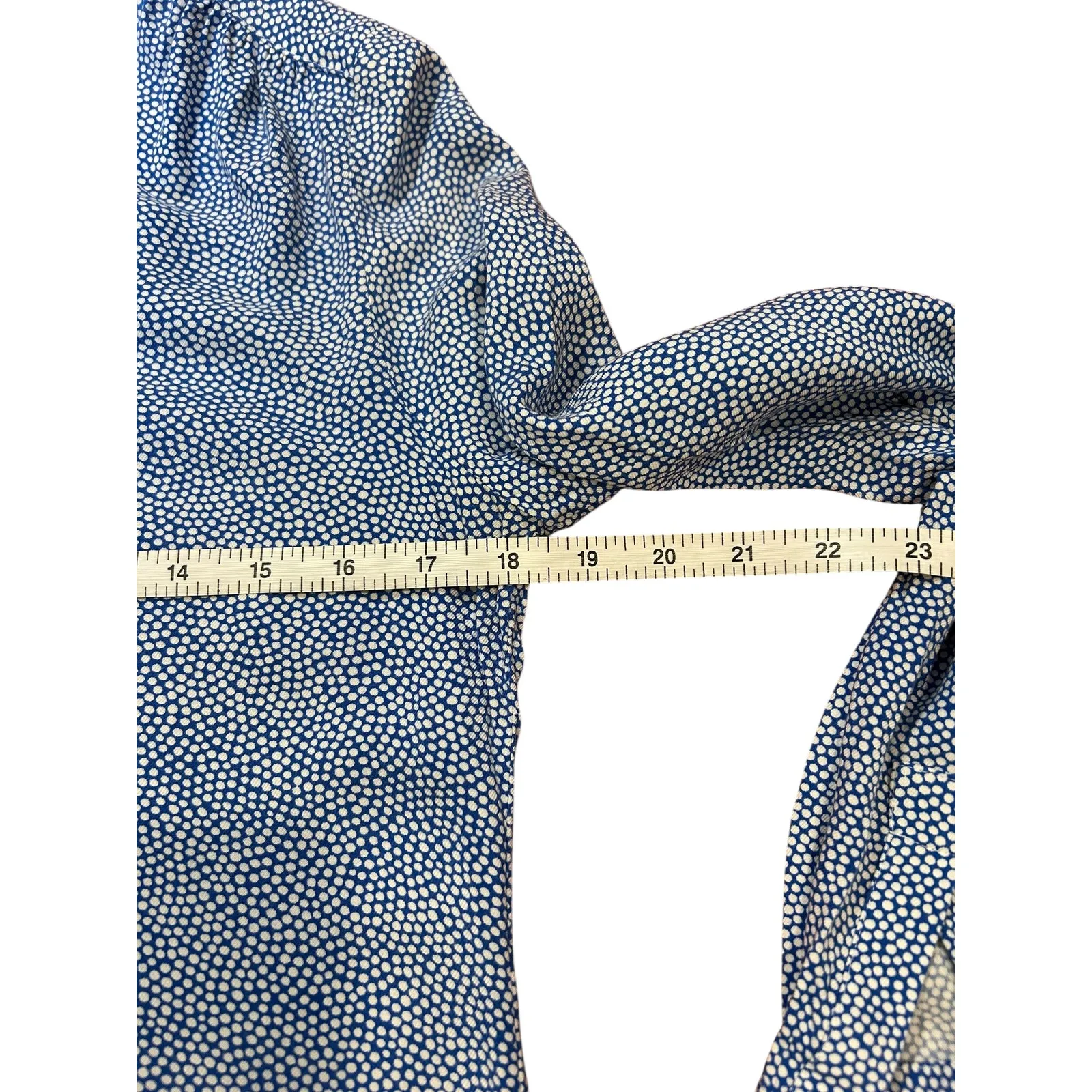 BODEN Women's Paula Polka Dot Shirt US 4 Popover Collarless Long Sleeve Tunic Blue - Image 5