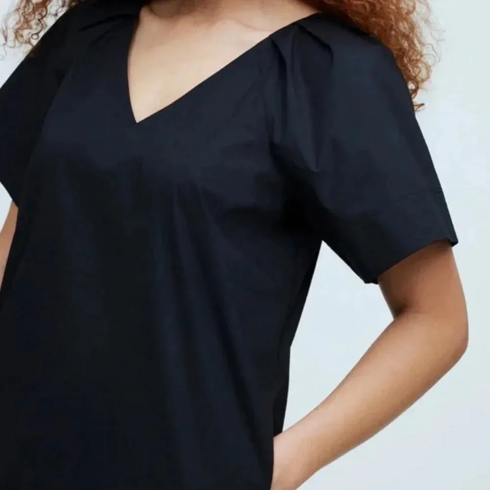 Madewell V-Neck Mini Shirt Dress in True Black Size XS - Image 5