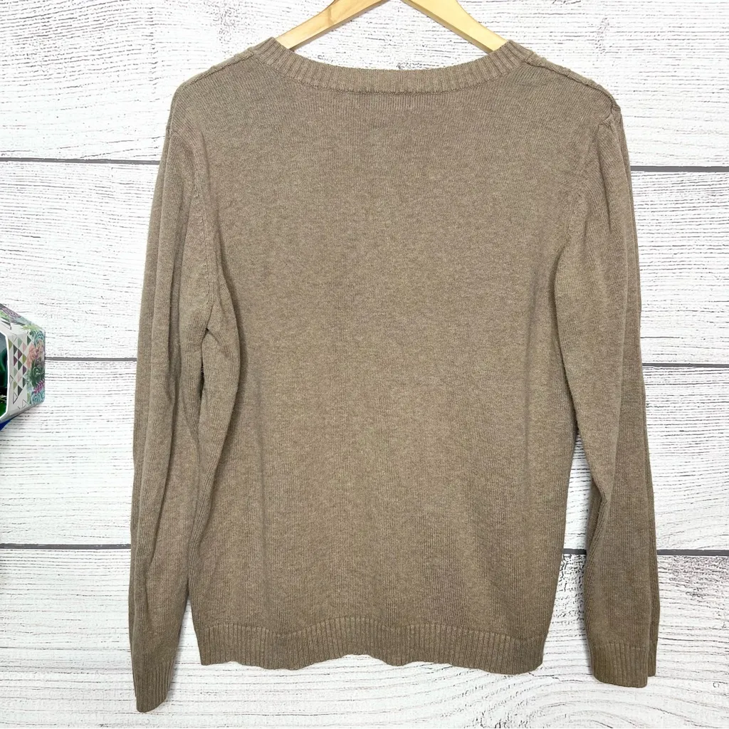 Karen Scott Tan Cable Knit Sweater Size Medium Cozy Warm Eclectic Grandpa Comfy - Image 7