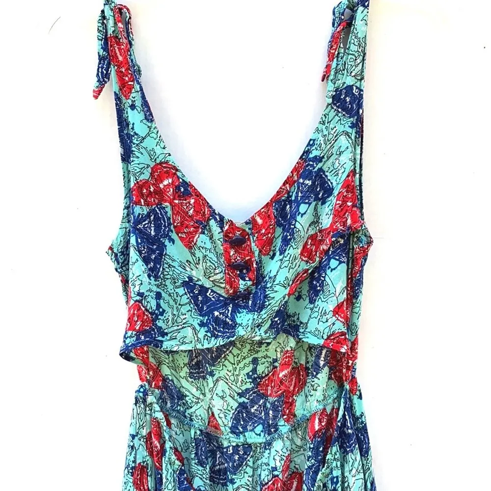 Tulle brand Womens Size Small blue butterfly print sleeveless dress cutout back - Image 8