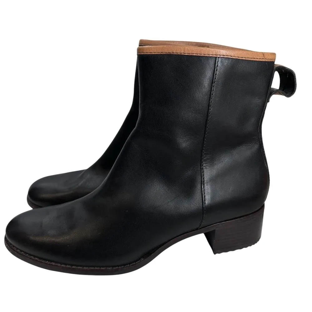 Timberland Bootie Sz 9 M Flora Black Leather‎ Stacked Heel Floral Laser Cutout - Image 4